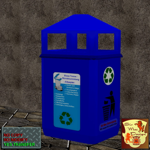 Second Life Marketplace Waste paper bin for office,outdoors or shops