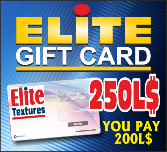 ELITE GIFT CARD 250 (REZ TO ACTIVATE) DISCOUNT 20%