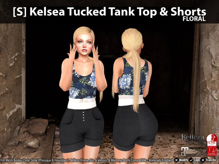 [S] Kelsea Tucked Tank Top & Shorts Floral