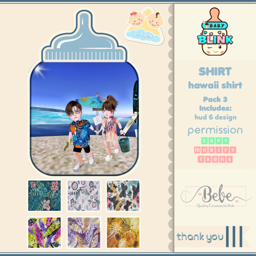 !BABY BLINK - HAWAII SHIRT PACK 3 [BEBE] [ADD]