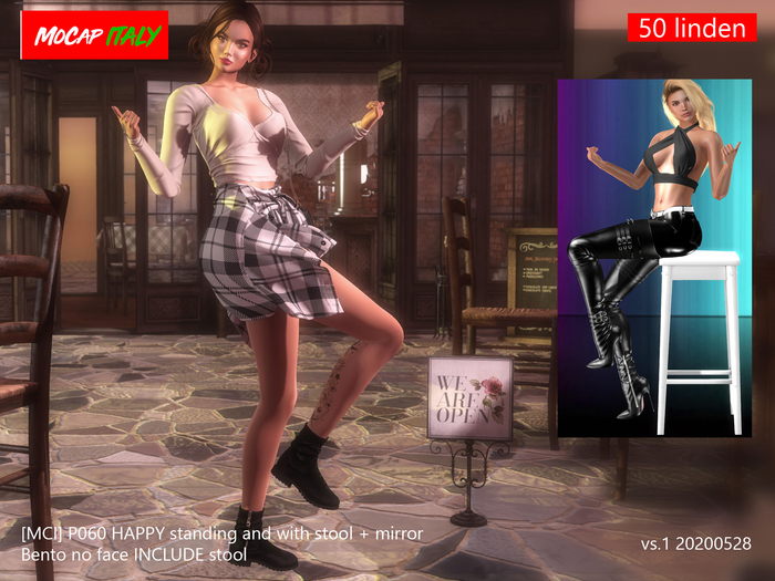 [MCI]-P060-HAPPY-STANDING and WITH STOOL