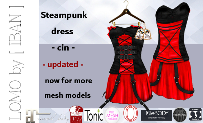 [ IBAN ] MESH DRESS STEAMPUNK BLACK  CIN 2 // MAITREYA SLINK TMP OCACIN TONIC eBODY