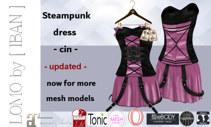 [ IBAN ] MESH DRESS STEAMPUNK BLACK  CIN 3 // MAITREYA SLINK TMP OCACIN TONIC eBODY