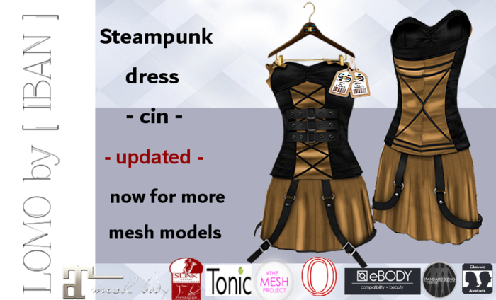 [ IBAN ] MESH DRESS STEAMPUNK BLACK CIN 5 // MAITREYA SLINK TMP OCACIN TONIC eBODY