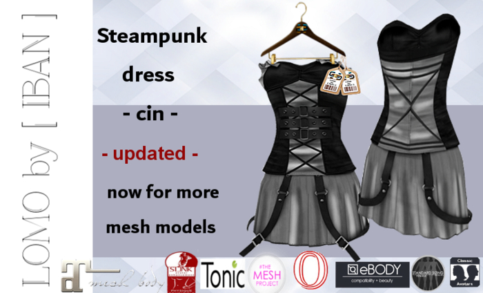 [ IBAN ] MESH DRESS STEAMPUNK BLACK CIN 6 // MAITREYA SLINK TMP OCACIN TONIC eBODY CLASSIC