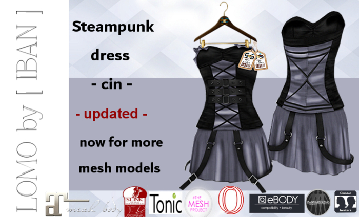 [ IBAN ] MESH DRESS STEAMPUNK BLACK CIN 7 // MAITREYA SLINK TMP OCACIN TONIC eBODY CLASSIC