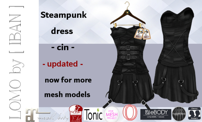 [ IBAN ] MESH DRESS STEAMPUNK BLACK CIN 8 // MAITREYA SLINK TMP OCACIN TONIC eBODY CLASSIC