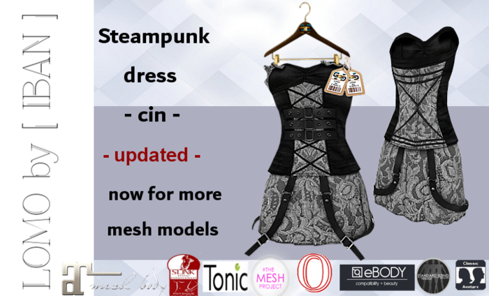 [ IBAN ] MESH DRESS STEAMPUNK BLACK CIN 13 // MAITREYA SLINK TMP OCACIN TONIC eBODY CLASSIC