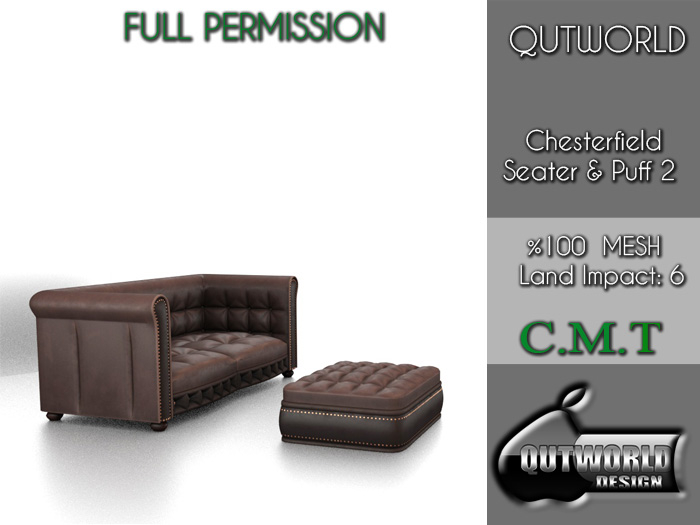 .::QUTWORLD Chesterfield 2 Seater & Puff::.FP Unpack (ADD)
