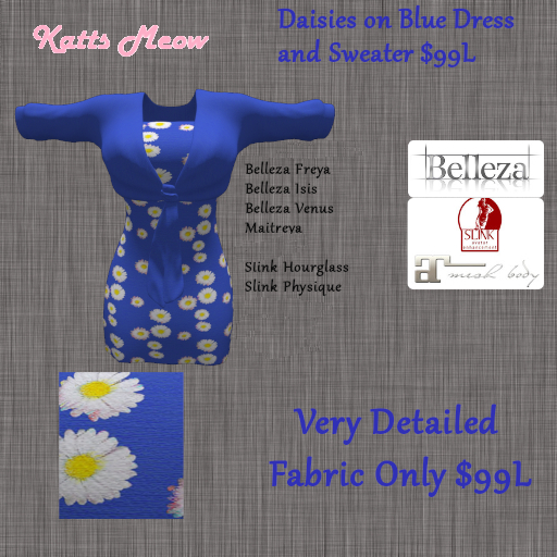 Daisies on Blue Dress  and Sweater Boxed