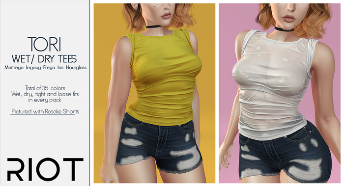 RIOT / Tori Rolled-Sleeve Tee - Fatpack | Maitreya / Belleza / Slink / Legacy