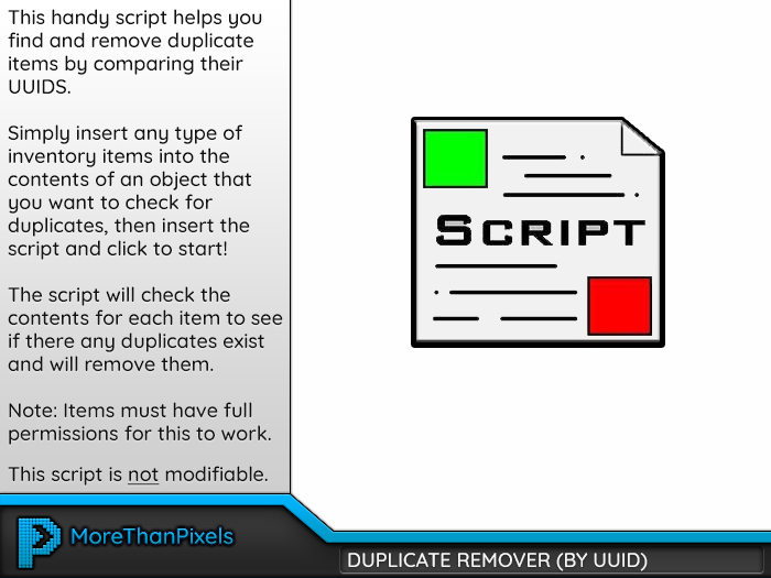 MoreThanPixels: Duplicate Remover [By UUID]