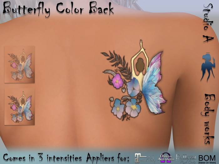 Studio A Butterfly Color Back Tattoo