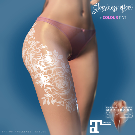 ~APOLLEMIS Tattoos~Classy Roses Thighs & Hips[3d SHINE / TINT]