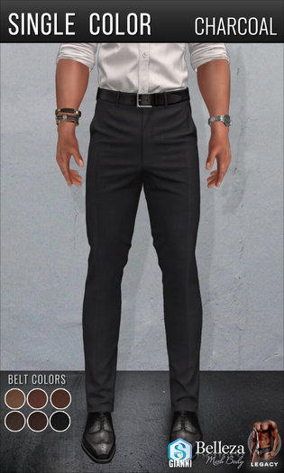 {COLD-ASH} Mens ALESSIO Trousers (SingleColor-Charcoal)