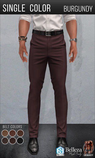 {COLD-ASH} Mens ALESSIO Trousers (SingleColor-Burgundy)