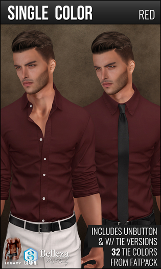{COLD-ASH} Mens RAPHAEL Shirt (Single-Red)