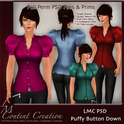 LMC Designer Sculpts & PSD files - Puffy Button - BOM Includes seamlessly textured sculpty sleeves