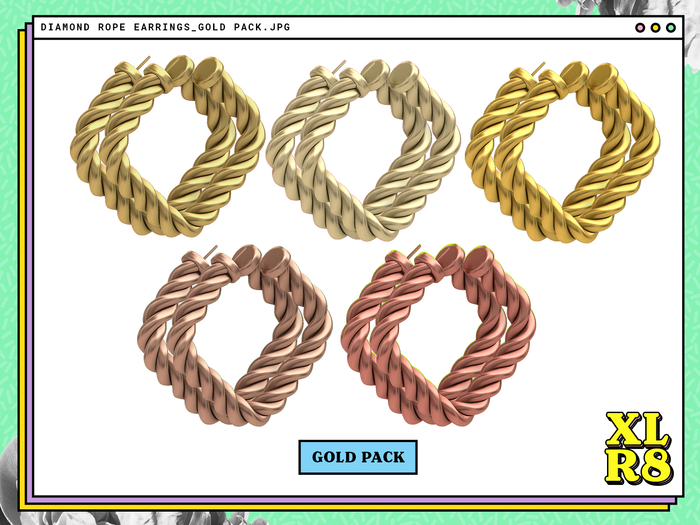 /XLR8/ Diamond Rope Earrings / GOLD / Unpack.exe