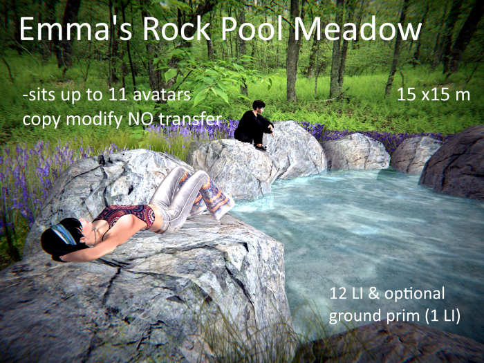 DEMO: Emma's Rock Pool Meadow - Sits up to 11 avatars - 12 LI