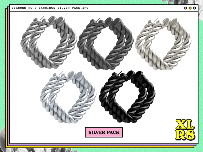 /XLR8/ Diamond Rope Earrings / SILVER