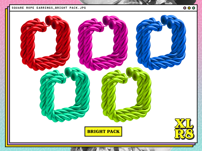 /XLR8/ Square Rope Earrings / BRIGHT / Unpack.exe