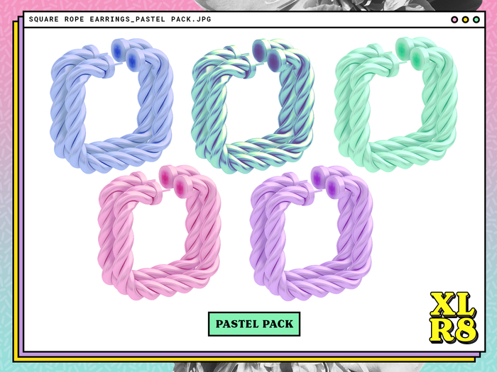 /XLR8/ Square Rope Earrings / PASTEL / Unpack.exe