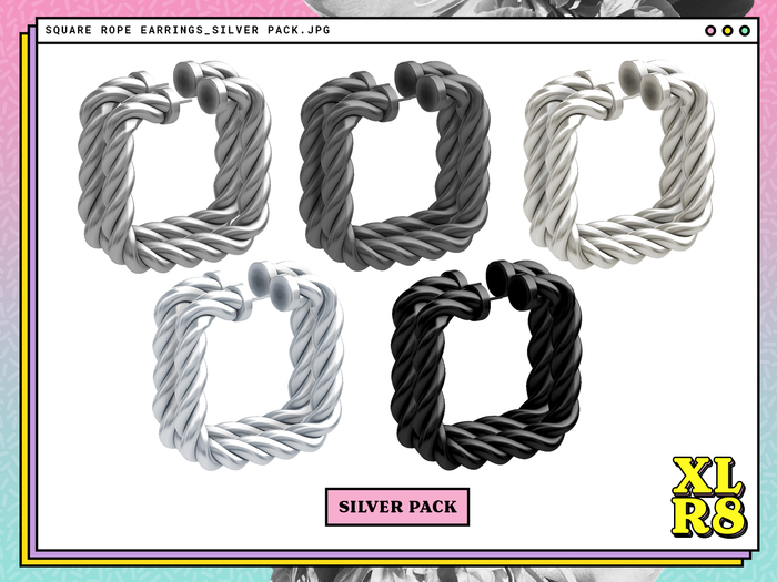 /XLR8/ Square Rope Earrings / SILVER / Unpack.exe