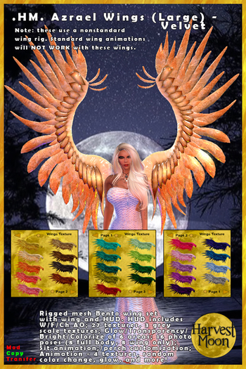 .HM. Azrael Bento Wings Large Unisex Velvet [Add and Click]