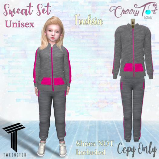 *Cherry Tot* Tweenster Sweat Set Fuchsia (Wear & Click)