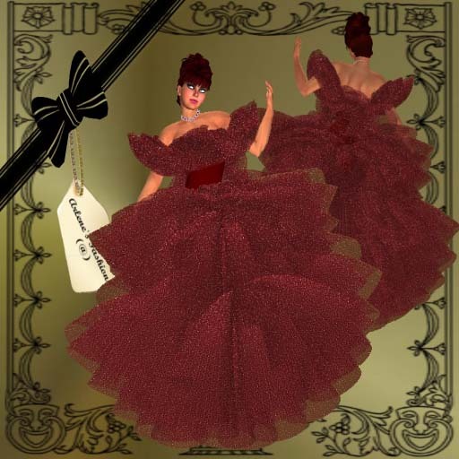 Ruffled Glitter Gown - Red - Boxed