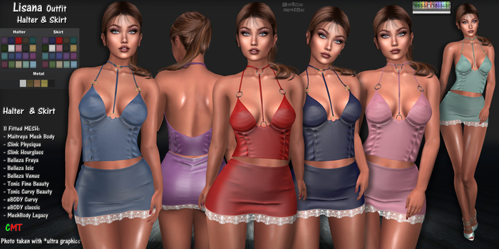 R.F. *LISANA OUTFIT (Halter /Skirt) - w/hud Box