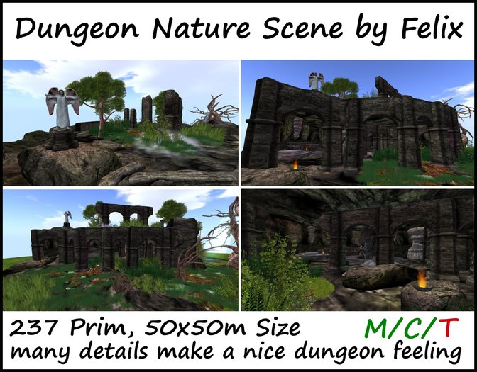 Dungeon Nature Scene (for cave grotto waterfall marshland Gothic tree plant sculpdet rock stone )