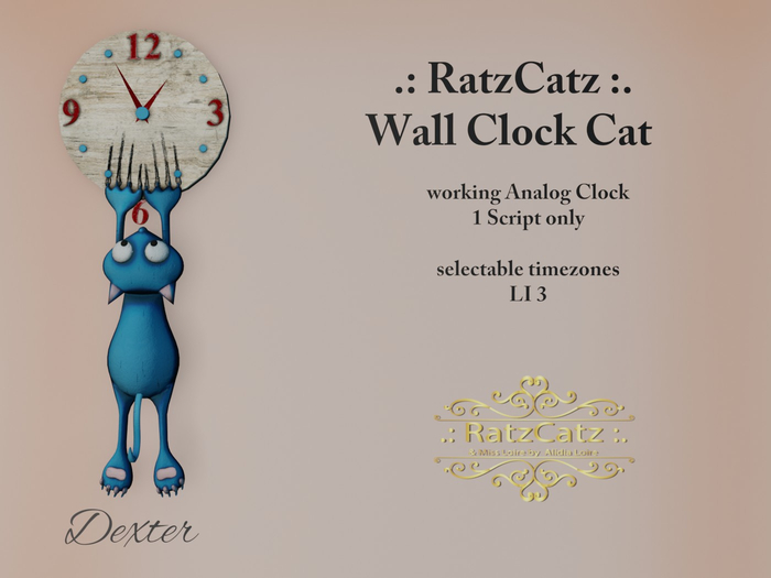 .: RatzCatz :. Wall Clock Cat *Dexter* 1.1