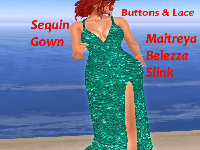 B&L Teal Sequin gown