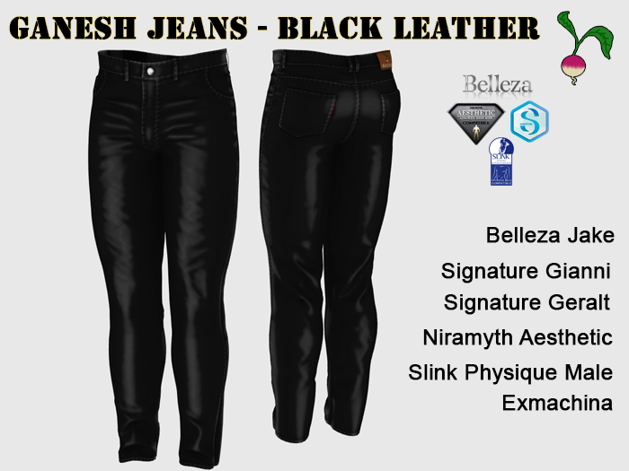 .R. Ganesh Jeans - Black Leather