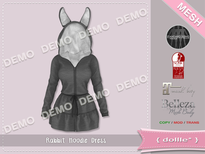 {dollle*} [DEMO] 074 Rabbit Hoodie Dress