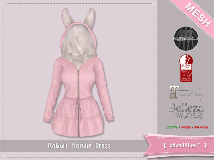 {dollle*} 074 Rabbit Hoodie Dress - Blue