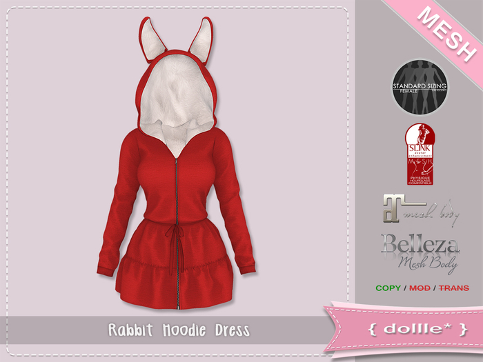 {dollle*} 074 Rabbit Hoodie Dress - Blue