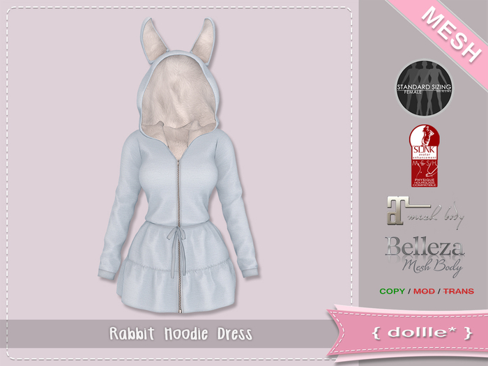 {dollle*} 074 Rabbit Hoodie Dress - Blue