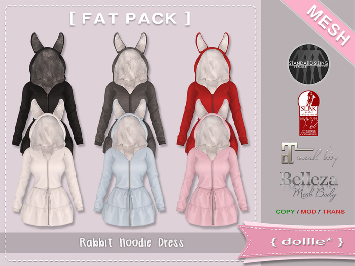 {dollle*} 074 Rabbit Hoodie Dress - Blue