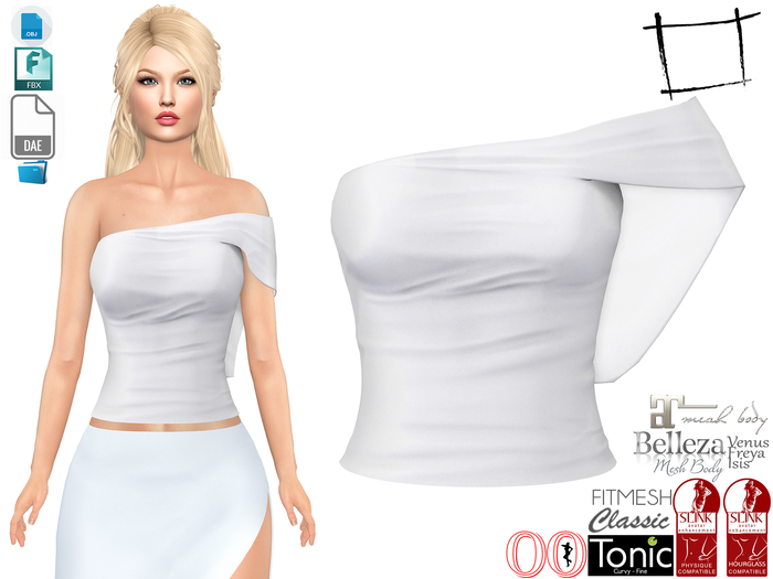 Dae Obj FBX For Women's Wrap Shoulder Top Slink, Maitreya, Belleza, Tonic