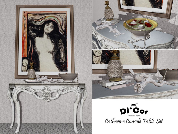 Di'Cor Catherine Console Table Set [White]