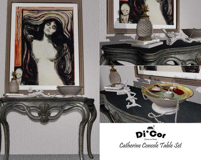 Di'Cor Catherine Console Table Set [Black]