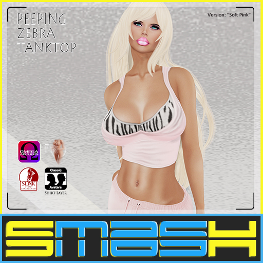 SMASH - Peeping Zebra Tanktop (Soft Pink)