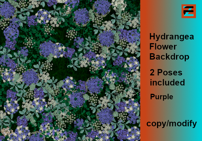EZZY Hydrangea Flower Backdrop Purple Set  + 2 Poses