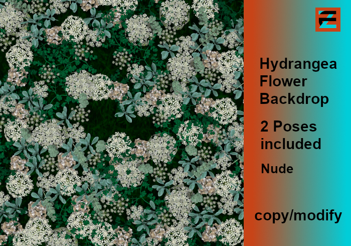 EZZY Hydrangea Flower Backdrop Nude Set  + 2 Poses