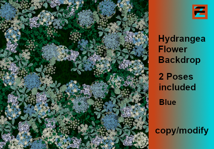 EZZY Hydrangea Flower Backdrop Blue Set  + 2 Poses