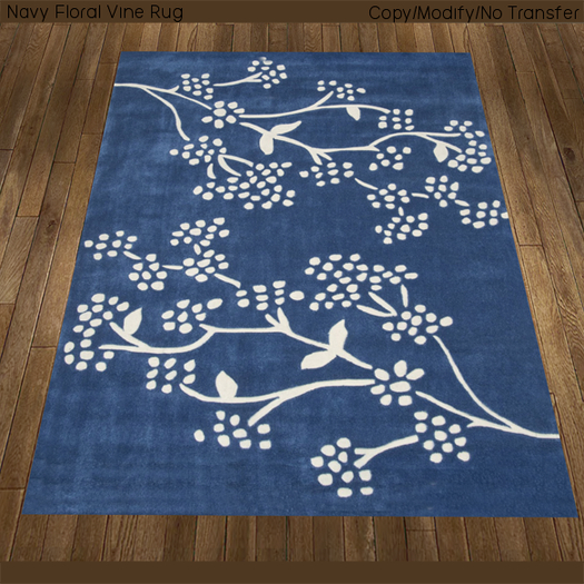 Navy Floral Vine Rug