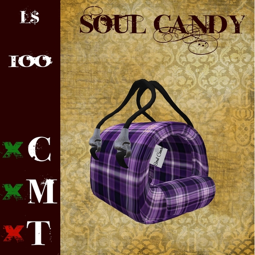 Designer Plaid Pet bag - Purple (Boxed)